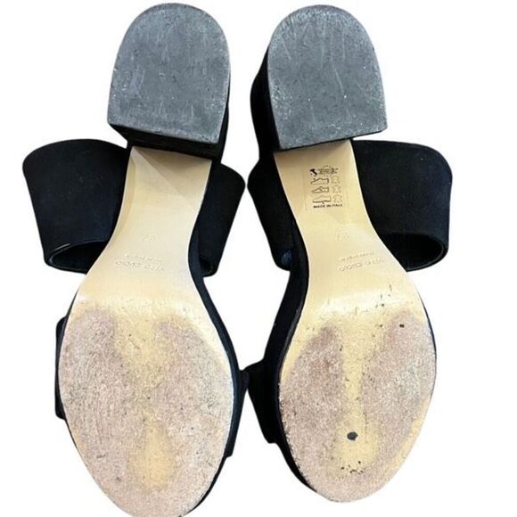 Vero Cuoio Bella Russo Italian Made Black Suede Block Heel Slip On Sandal Size 3 - Picture 5 of 5